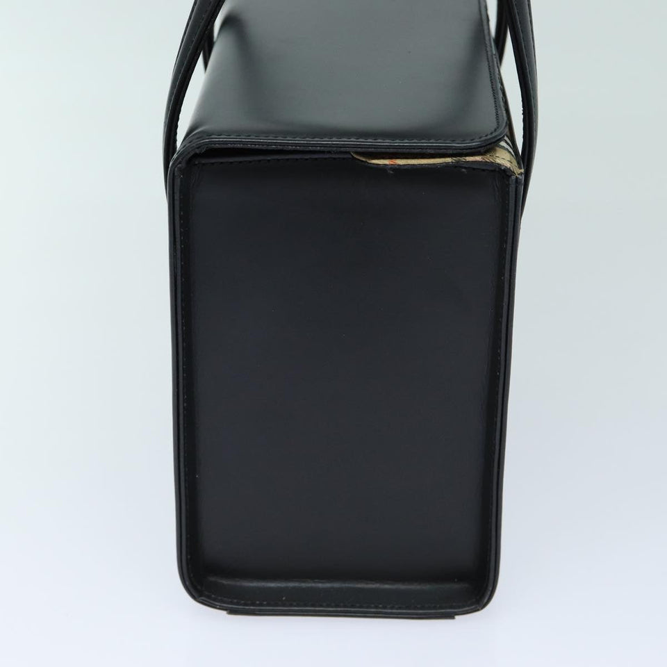 Luxury BurberrySs Hand Bag Leather Black Auth bs16011