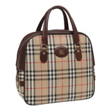 Luxury BurberrySs Nova Check Hand Bag Canvas Beige Auth bs16012