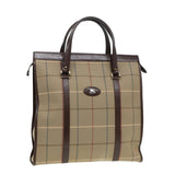 Luxury BurberrySs Nova Check Hand Bag Canvas Leather Beige Brown Auth bs16016