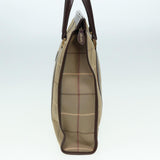 Luxury BurberrySs Nova Check Hand Bag Canvas Leather Beige Brown Auth bs16016
