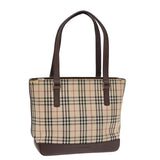 Luxury Burberry Nova Check Tote Bag Canvas Beige Brown Auth bs16017