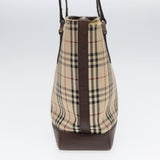 Luxury Burberry Nova Check Tote Bag Canvas Beige Brown Auth bs16017