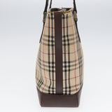 Luxury Burberry Nova Check Tote Bag Canvas Beige Brown Auth bs16017