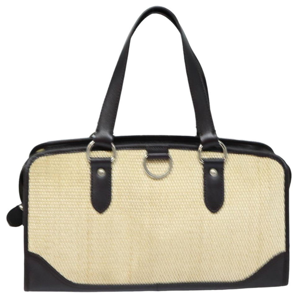 Luxury Burberry Tote Bag Straw Beige Auth bs16018