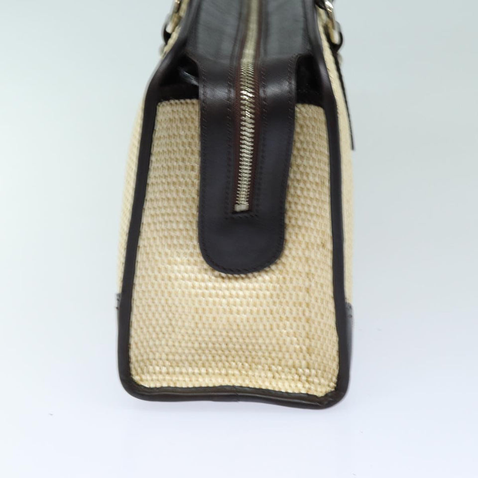 Luxury Burberry Tote Bag Straw Beige Auth bs16018