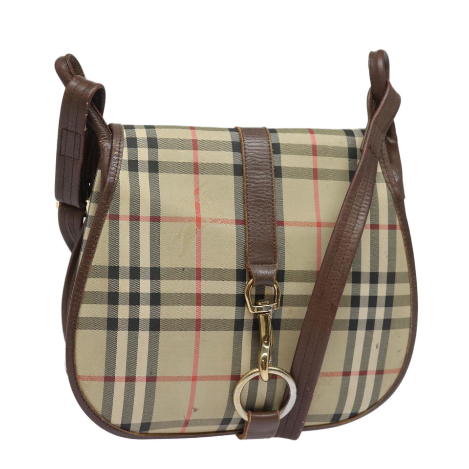 Luxury BurberrySs Nova Check Shoulder Bag Canvas Leather Beige Brown Auth bs16020