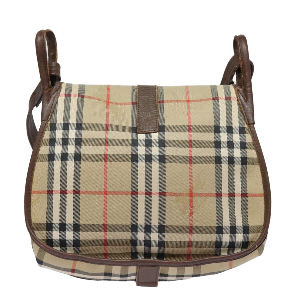 Luxury BurberrySs Nova Check Shoulder Bag Canvas Leather Beige Brown Auth bs16020