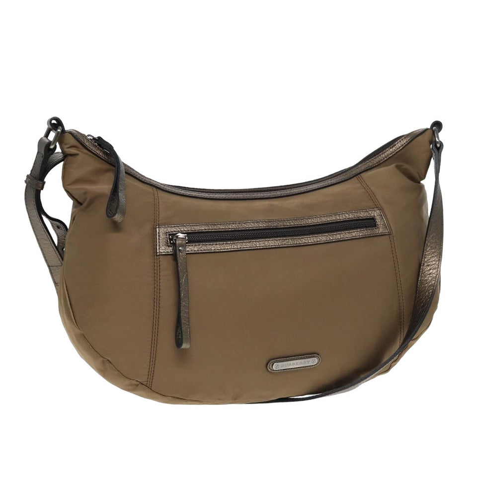 Luxury Burberry Shoulder Bag Nylon Beige Auth bs16058