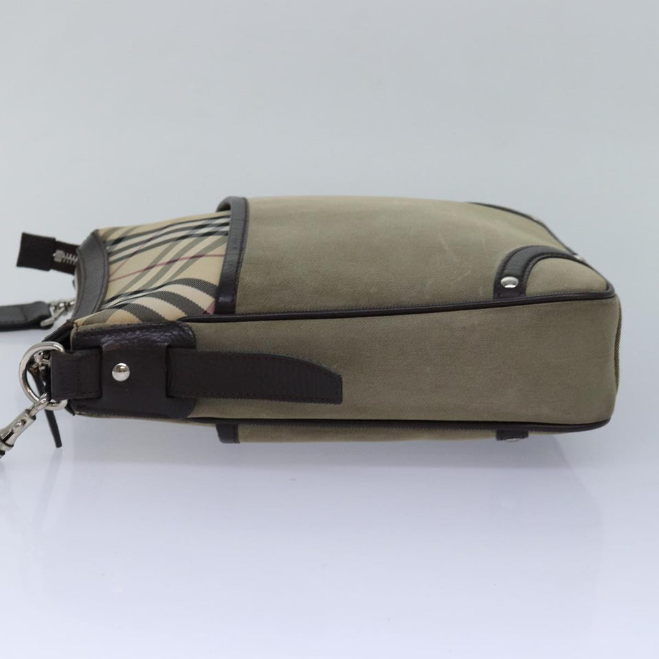 Luxury Burberry Nova Check Shoulder Bag Canvas Beige Auth bs16156