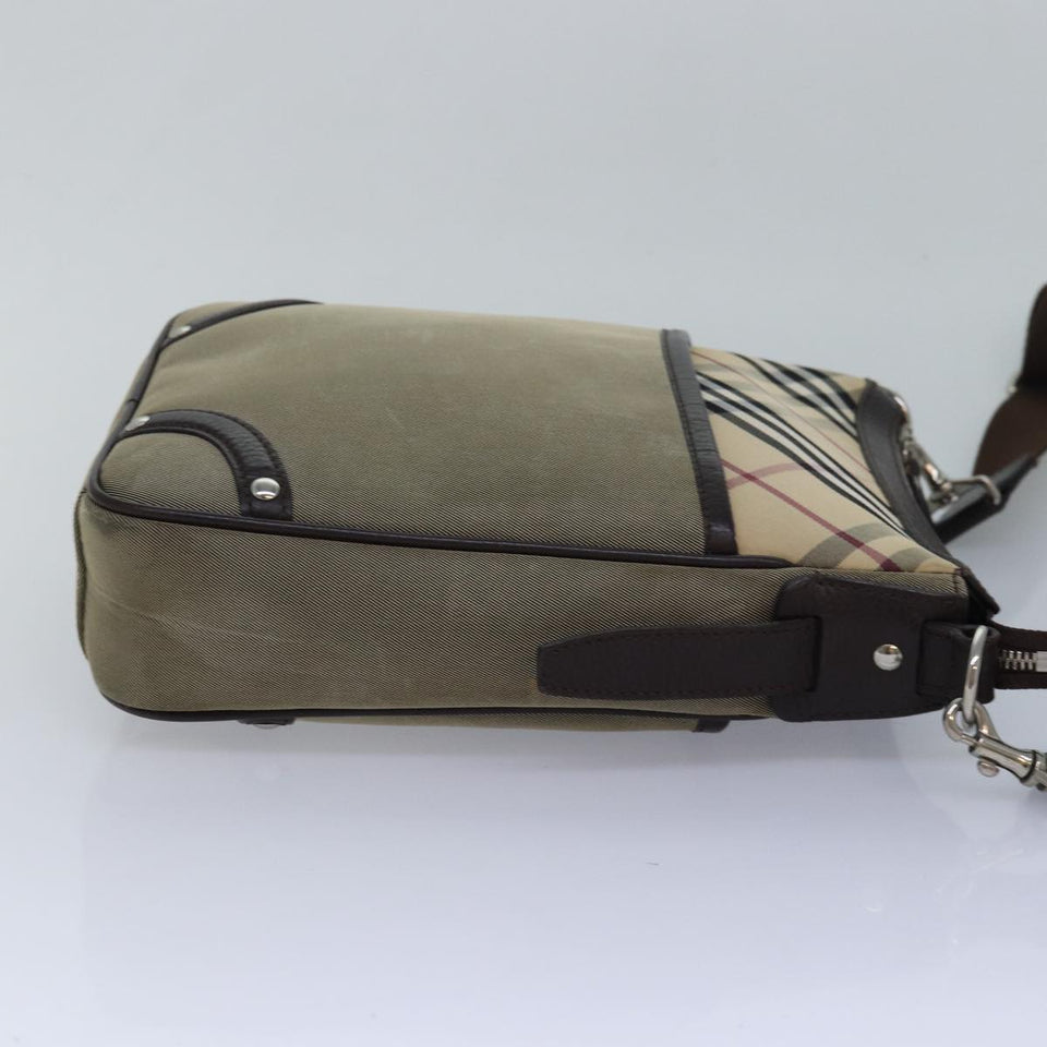 Luxury Burberry Nova Check Shoulder Bag Canvas Beige Auth bs16156