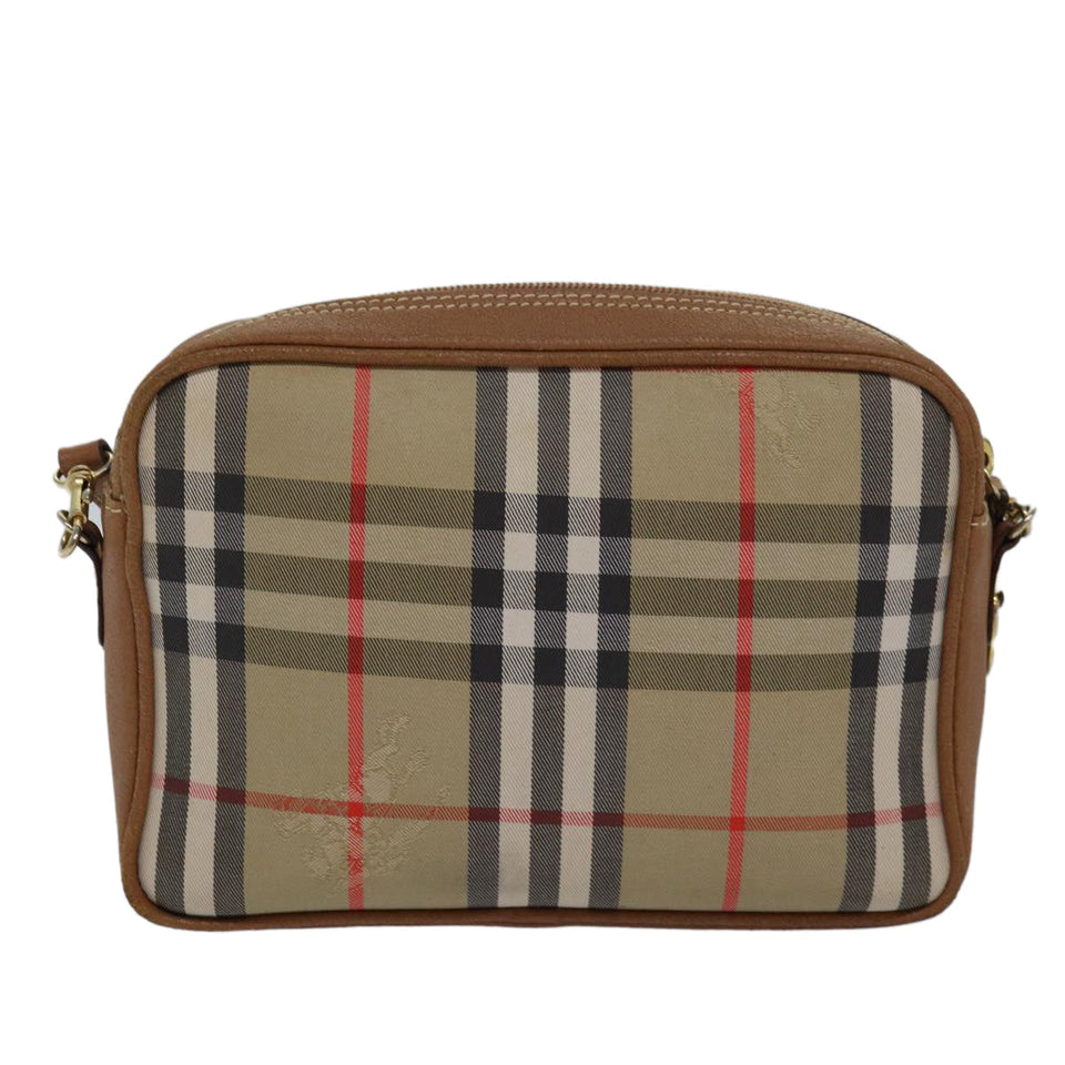 Luxury BurberrySs Nova Check Shoulder Bag Canvas Beige Auth bs16160
