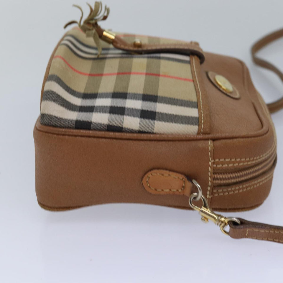 Luxury BurberrySs Nova Check Shoulder Bag Canvas Beige Auth bs16160