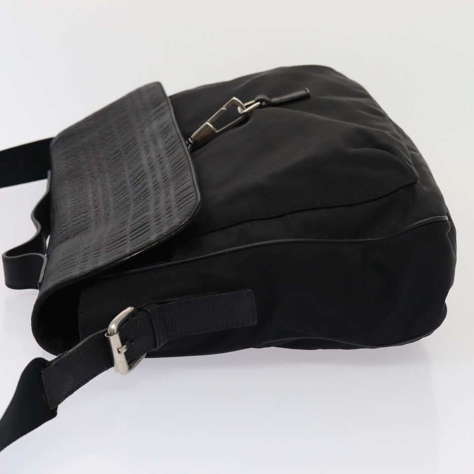 Luxury Burberry Nova Check Hand Bag Leather nylon 2way Black Auth bs16211