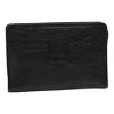 Luxury BurberrySs Clutch Bag Leather Black Auth bs16273