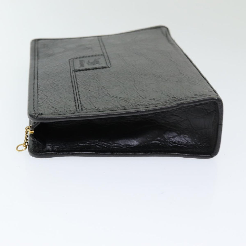 Luxury BurberrySs Clutch Bag Leather Black Auth bs16273