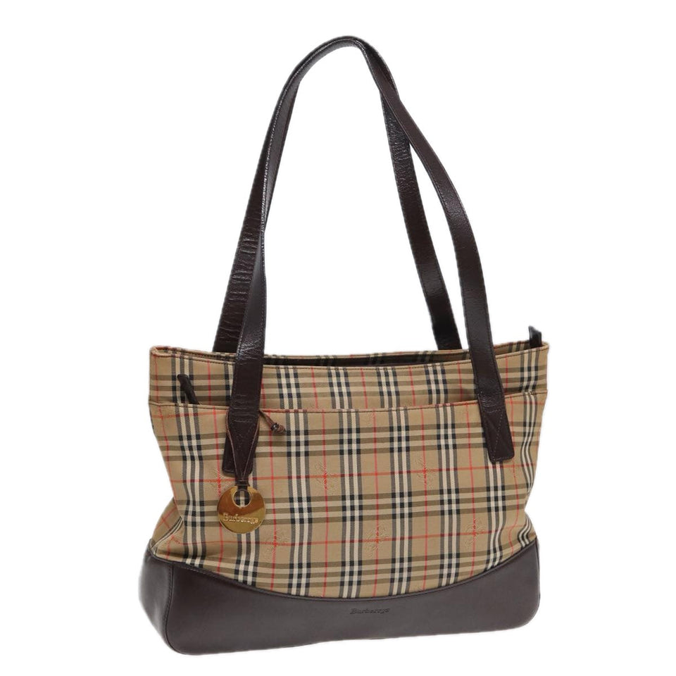 Luxury BurberrySs Nova Check Shoulder Bag Canvas Beige Auth bs16418