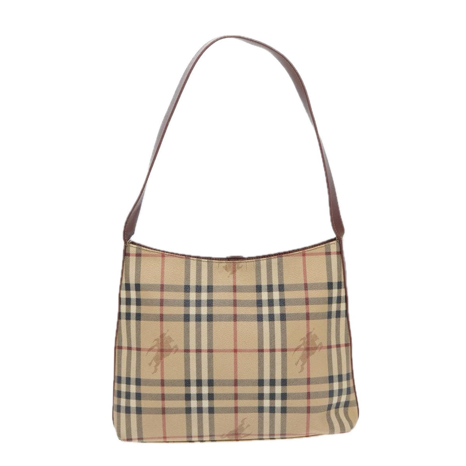 Luxury Burberry Nova Check Shoulder Bag Canvas Beige Auth bs16479