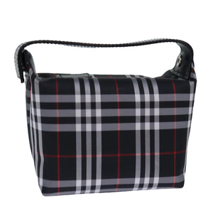 Luxury Burberry Nova Check Hand Bag Nylon Silver Black Auth bs16532