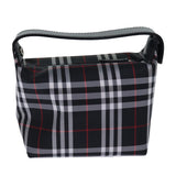 Luxury Burberry Nova Check Hand Bag Nylon Silver Black Auth bs16532