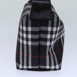 Luxury Burberry Nova Check Hand Bag Nylon Silver Black Auth bs16532
