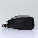 Luxury BurberrySs Clutch Bag Leather Black Gold Auth bs16534