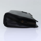 Luxury BurberrySs Clutch Bag Leather Black Gold Auth bs16534