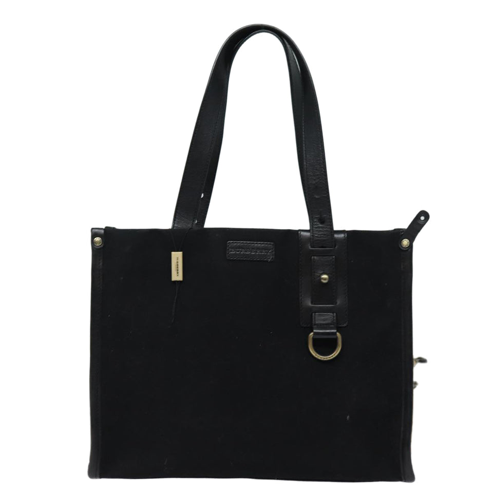 Luxury Burberry Tote Bag Canvas Beige Black Auth bs16580