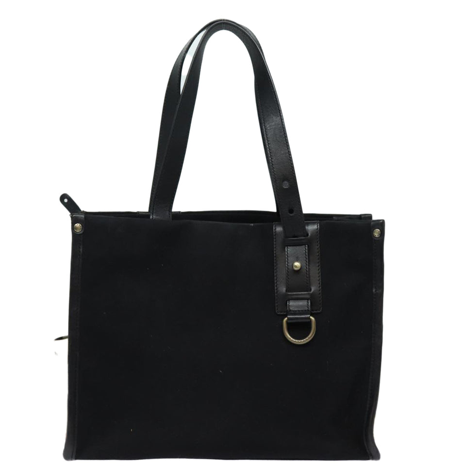 Luxury Burberry Tote Bag Canvas Beige Black Auth bs16580