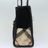 Luxury Burberry Tote Bag Canvas Beige Black Auth bs16580