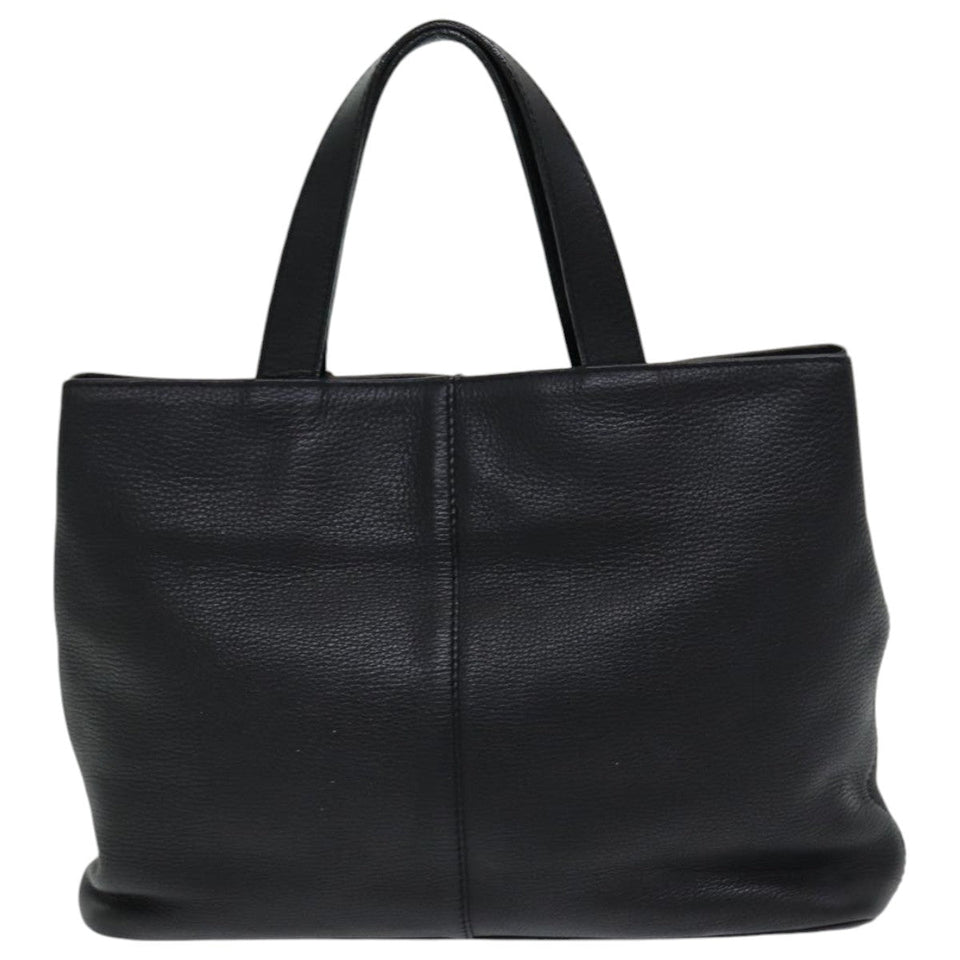 Luxury BurberrySs Hand Bag Leather Black Auth bs16614
