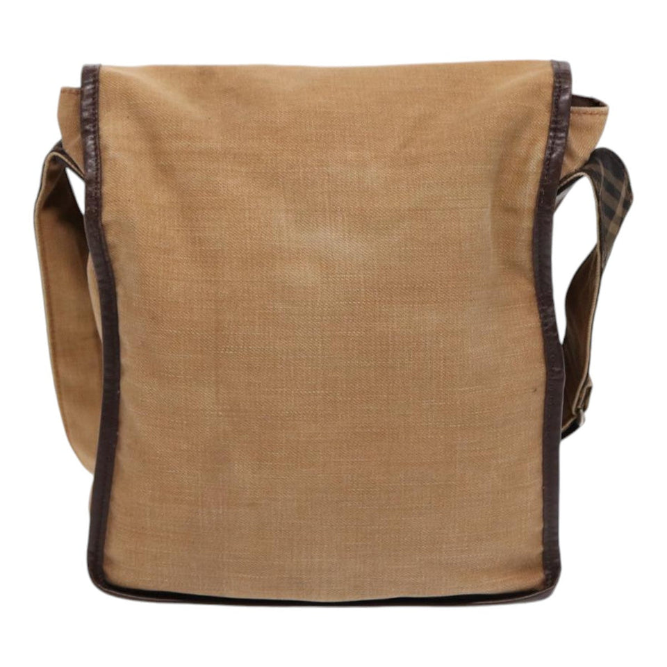 Luxury Burberry Shoulder Bag Canvas Beige Auth bs16675