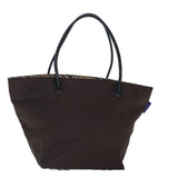 Luxury BurberrySs Nova Check Blue Label Hand Bag Nylon Brown Beige Auth bs16827