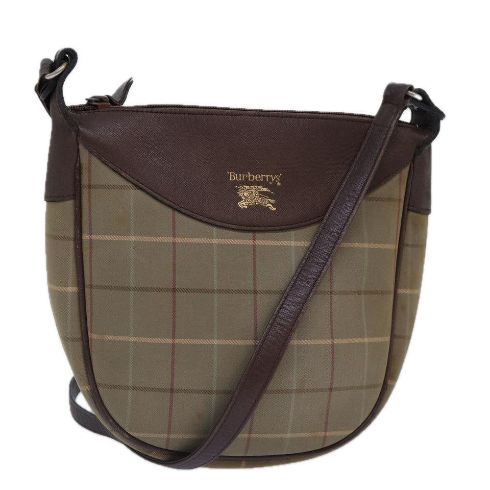 Luxury BurberrySs Nova Check Shoulder Bag Canvas Beige Auth bs16875