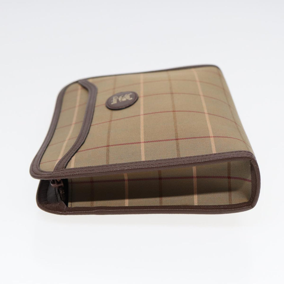 Luxury BurberrySs Nova Check Clutch Bag Canvas Leather 2Set Brown Beige Auth bs16912
