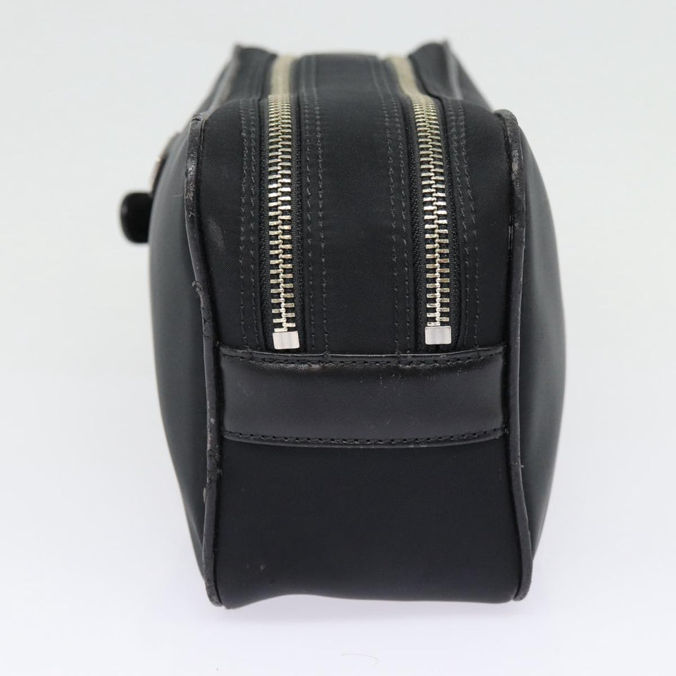 Luxury Burberry Second Bag Nylon Leather Black Silver Auth bs16972