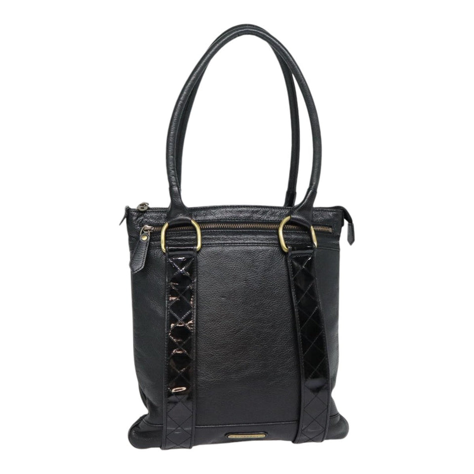 Luxury Burberry Shoulder Bag Leather Black Gold Auth bs17314