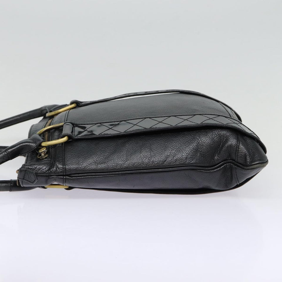 Luxury Burberry Shoulder Bag Leather Black Gold Auth bs17314