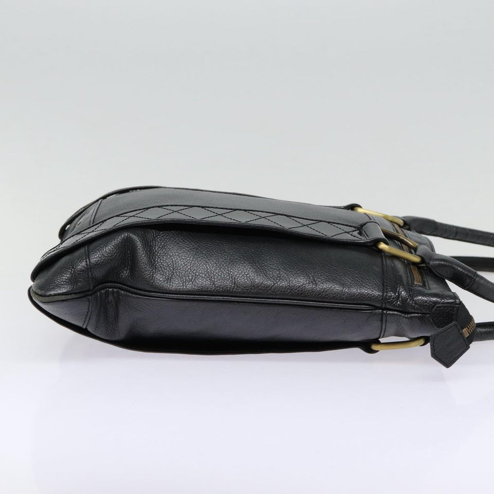 Luxury Burberry Shoulder Bag Leather Black Gold Auth bs17314