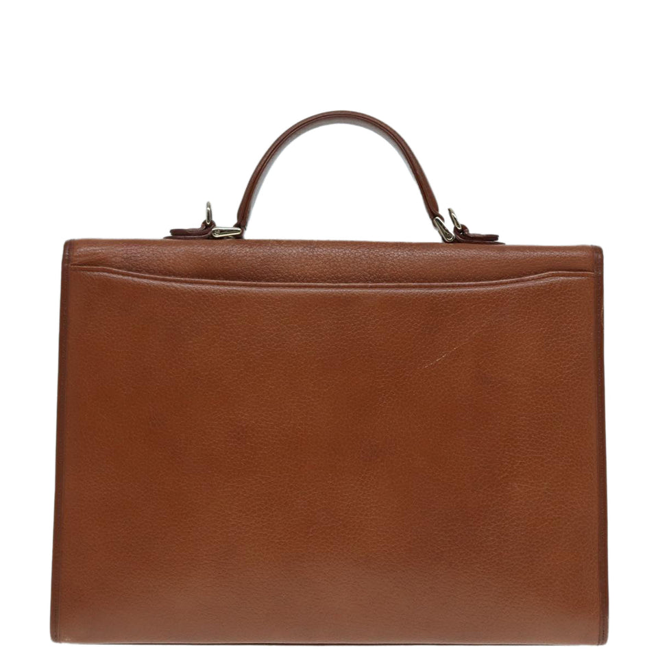 Luxury BurberrySs Hand Bag Leather 2way Brown Silver Auth bs17329