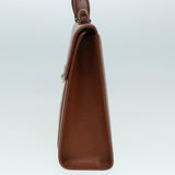 Luxury BurberrySs Hand Bag Leather 2way Brown Silver Auth bs17329