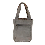 Luxury BurberrySs Hand Bag Leather Gray Silver Auth bs17438