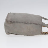Luxury BurberrySs Hand Bag Leather Gray Silver Auth bs17438