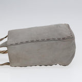 Luxury BurberrySs Hand Bag Leather Gray Silver Auth bs17438