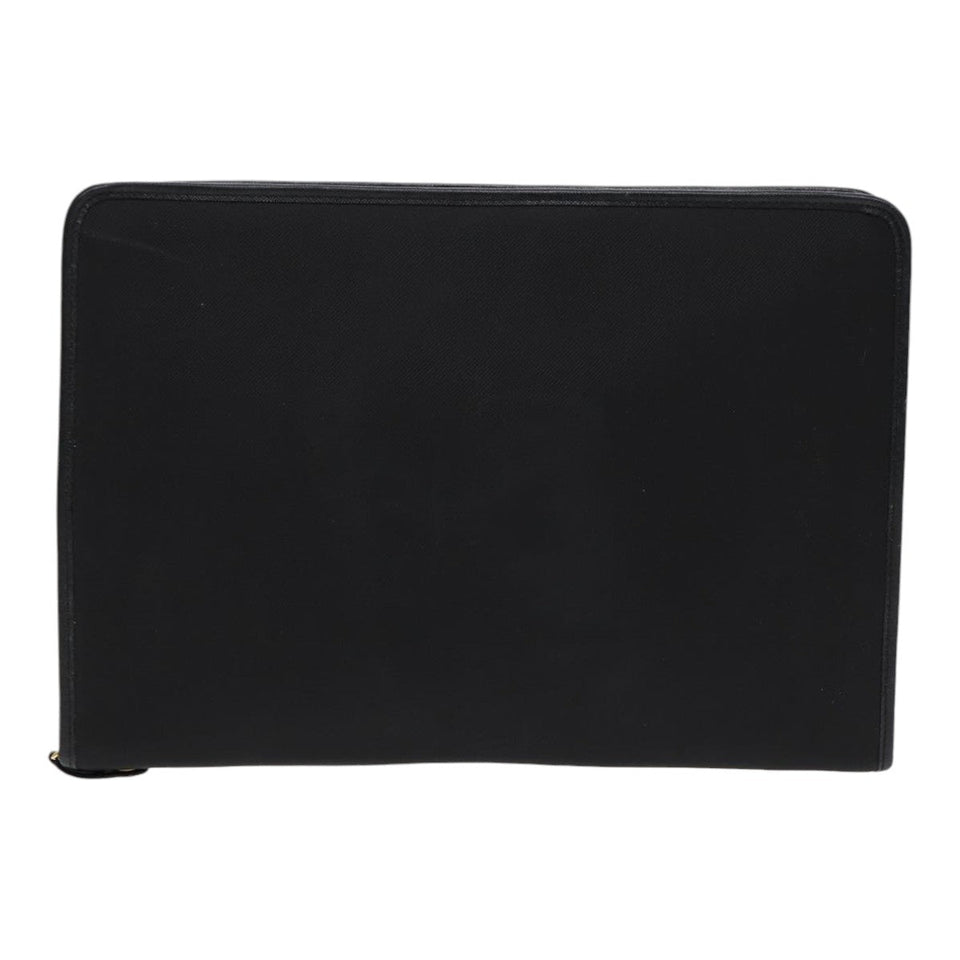Luxury BurberrySs Clutch Bag PVC Black Gold Auth bs17440