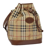 Luxury BurberrySs Nova Check Shoulder Bag PVC Beige Auth bs17637