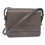 Luxury Burberry Shoulder Bag Patent leather Gray Gold Auth bs17639