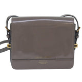 Luxury Burberry Shoulder Bag Patent leather Gray Gold Auth bs17639