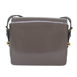 Luxury Burberry Shoulder Bag Patent leather Gray Gold Auth bs17639