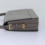 Luxury Burberry Shoulder Bag Patent leather Gray Gold Auth bs17639