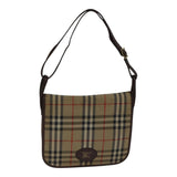 Luxury BurberrySs Nova Check Shoulder Bag Canvas Beige Gold Auth bs17668
